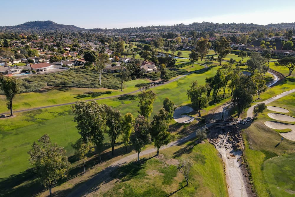 Aerial view of Golf Course in Rancho Bernardo, San Diego, CA
