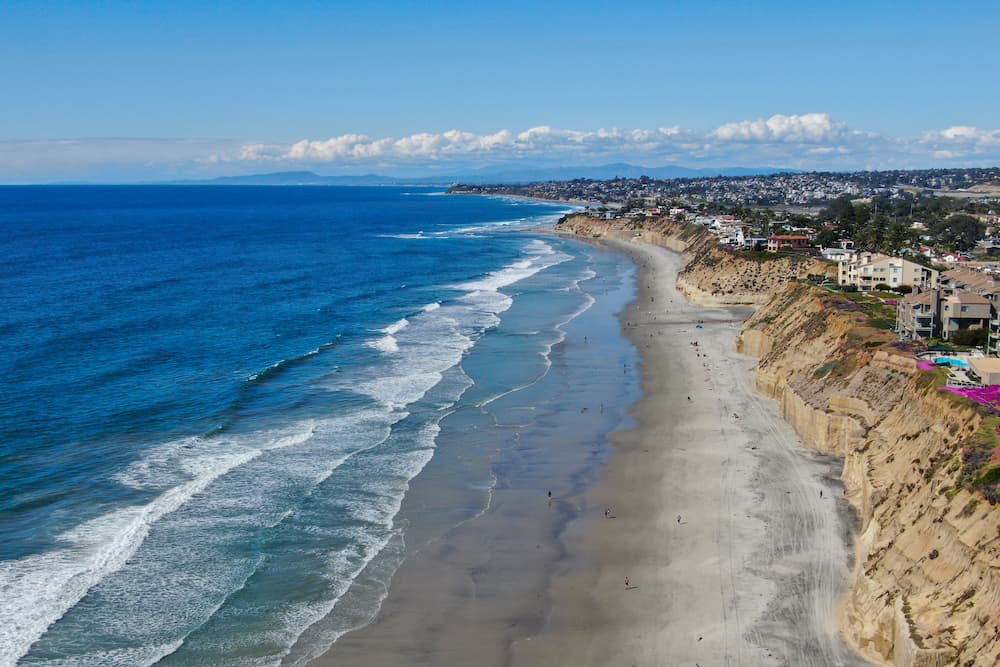 Aerial view of Solana Beach with Pacific Ocean